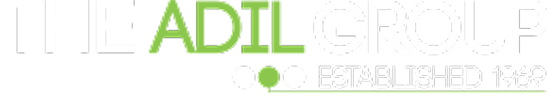 The ADIL GROUP logo with ADIL in green and the rest in white, followed by ESTABLISHED 1969 in white text with green accents on a black background.